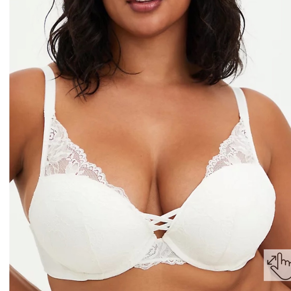 NWT XO PLUNGE PUSH-UP FLORAL LACE STRAIGHT BACK BRA